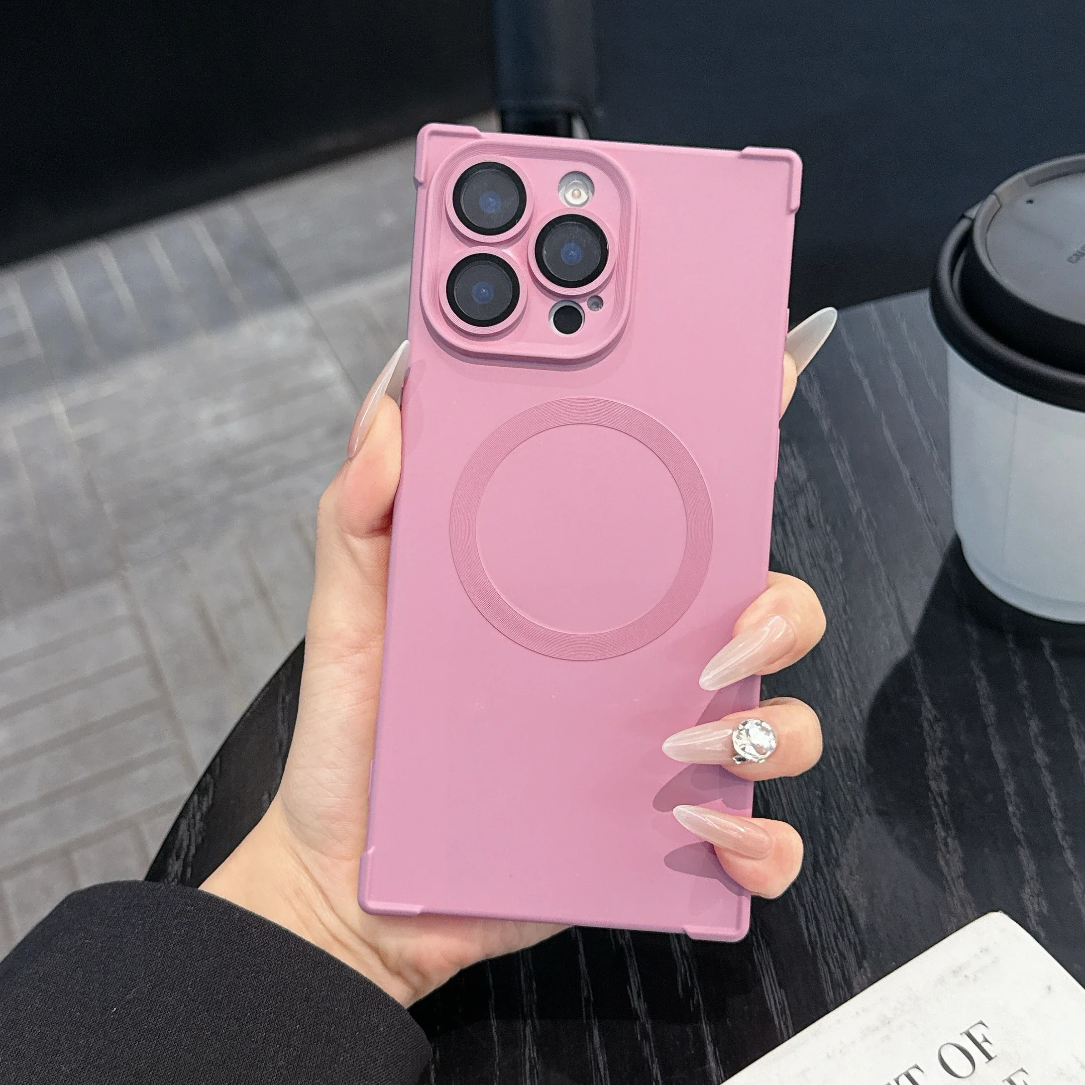Capa Magnética À Prova De Choque Para Iphone 14 (rosa-roxo), Com Proteção Para A Lente.