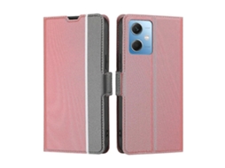 Capa De Couro Com Textura Sarjada Chinesa E Botões Laterais Para Xiaomi Redmi Note 12