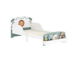 Cama infantil CHEZMOI 70x140cm, com grades, ripas, armazenamento, verde
