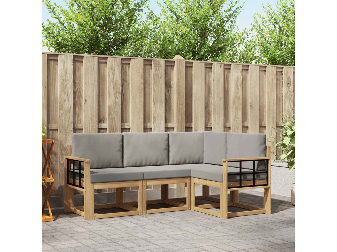 Vidaxl Conjunto De Sofás Para Exterior 4 Unid. Branco E Cinzento-claro
