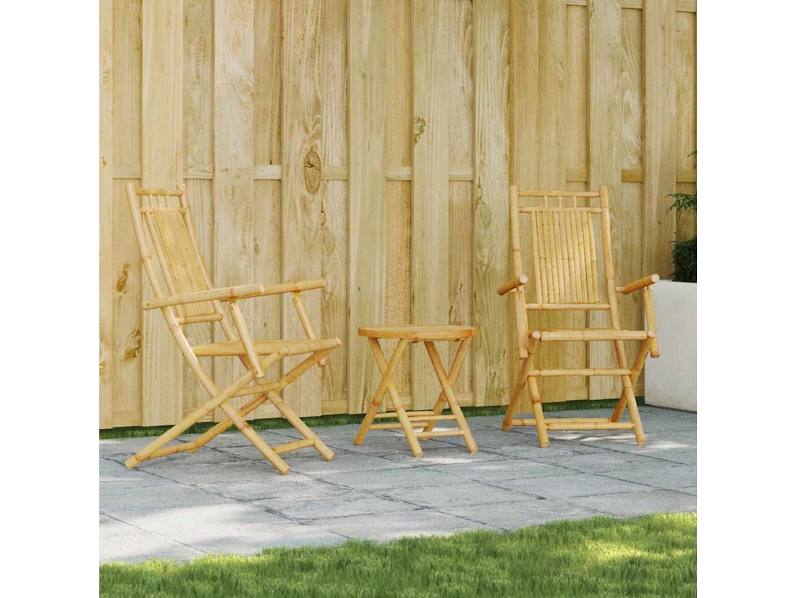 Vidaxl 3 Pcs Conjunto De Bistrô Em Bambu