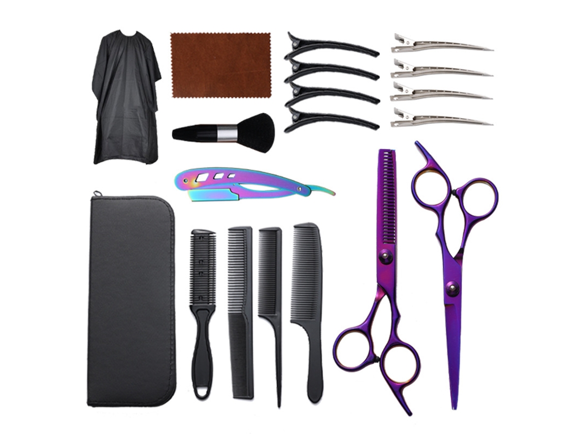 Kit De Tesoura De Corte Cabelo, 19pcs Para Uso Em Salão De Beleza E Em Casa (roxo) Cuich