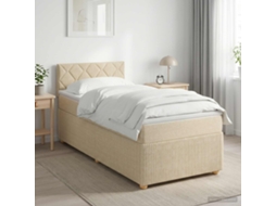 Vidaxl Cama Box Spring Com Colchão Creme 80 X 200 Cm Tecido