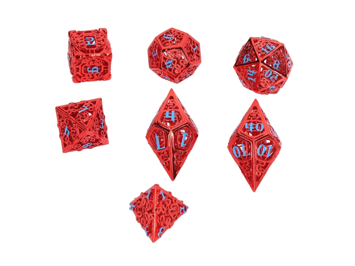 Primerox 7pcs Dados Poliédricos Ocos de Latão Brilhantes para Rpg e Jogos de Tabuleiro