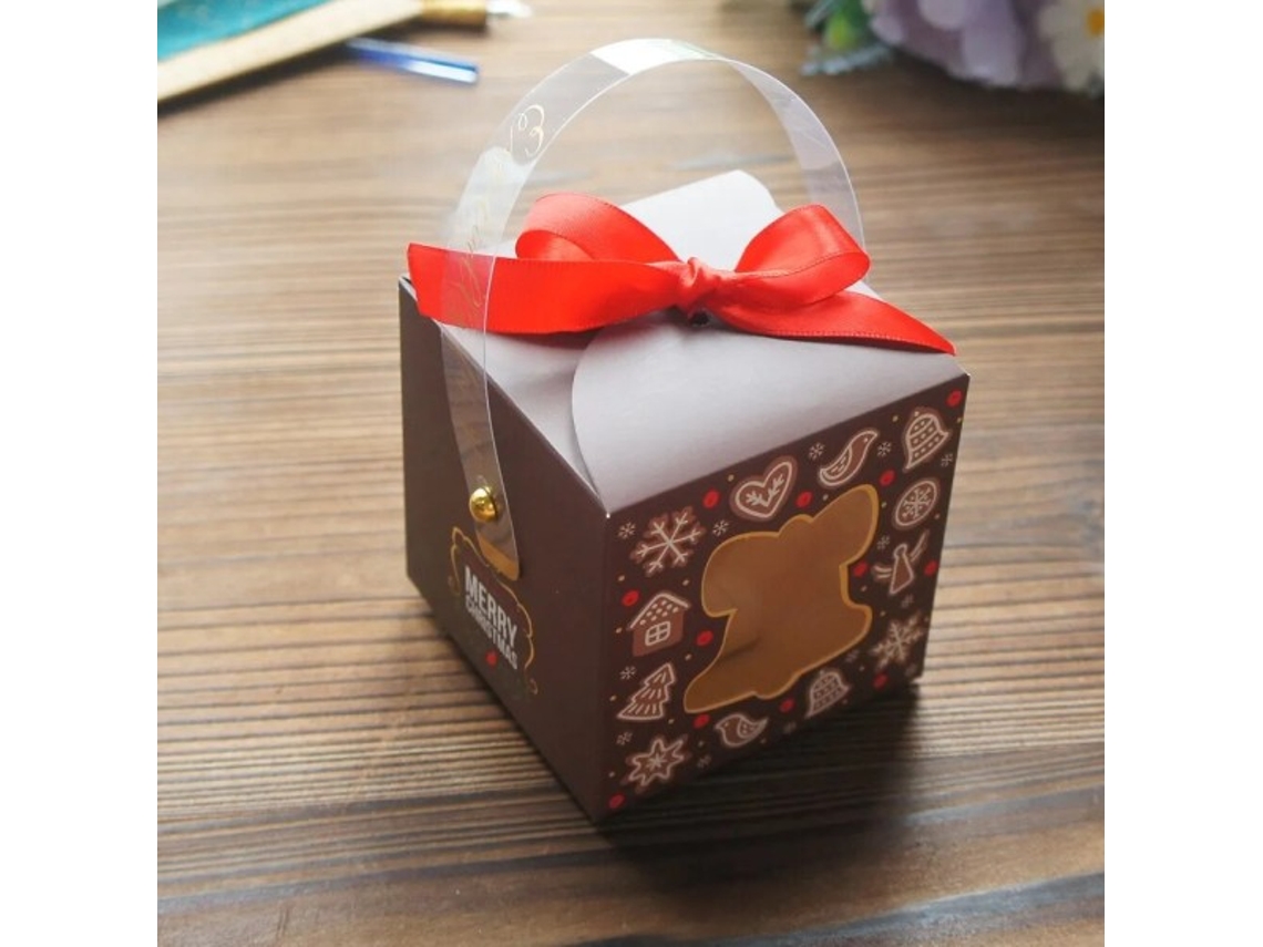 Conjunto De 12 Caixas De Papel Natalinas Com Visor E Alça Para Doces, Sabonetes, Velas, Bolos E Pequenos Presentes. Aquaforge