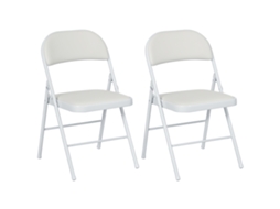 2 cadeiras abatíveis BTFORUS, com encosto e estrutura de aço, para escritório ou estudo, 45x46x78cm, branco