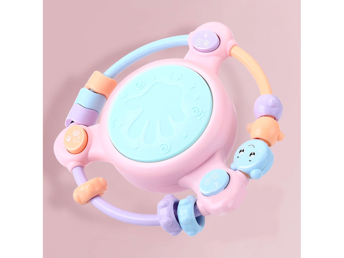 Instrumento Musical Para Bebês Tambor Com Pérolas Rosa Multifuncional Educativo Pré-escolar Para Crianças Pequenas