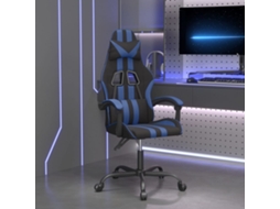 Vidaxl Cadeira Gaming Giratória Couro Artificial Preto E Azul
