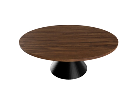 Graal Black Mesa Redonda Ø120 Cm Base Metálica Duplo Cone Preto E Tampo Em Madeira Laminada Ebony Frankystar