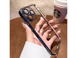 Capa Azul Escura Para Iphone 17 Air Com Revestimento Eletroplástico E Protetor De Lente Macio Para Proteção Total Contra Impactos.