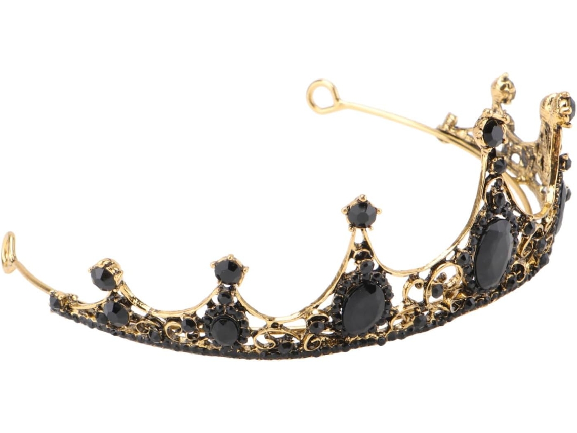 Coroa/tiara Preta Barroca Com Strass, Acessório De Cabelo Para Noiva, Festa De Casamento Com Cristais.