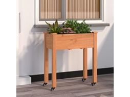 Vidaxl Floreira C/ Forro E Rodas 71x37x80 Cm Abeto Maciço Castanho