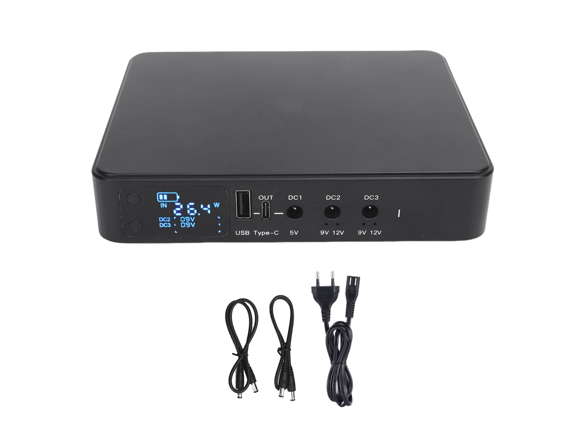 Yuru ups Bateria Backup 10400mah Usb Type C 5v 9v 12v Fonte de Energia Ininterrupta Eu Plug