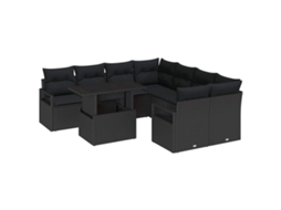 Maison Exclusive - Conjunto De Sofá De Jardim Com Almofada 9 Pcs Preto Vime Pe