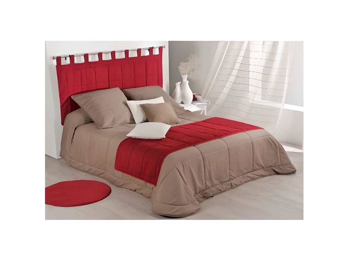 Cabeceira com Argolas e Efeito Acolchoado Vermelho 160 X 85 Cm
