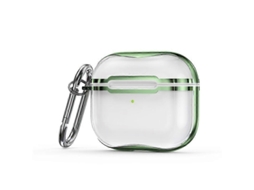 Camada protetora transparente em TPU com moldagem galvanizada e gancho para AirPods 3. GIECY