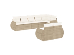 Conjunto de 8 Sofás para Jardim com Almofadões Vime Pe Bege MAISON EXCLUSIVE (8 pcs)