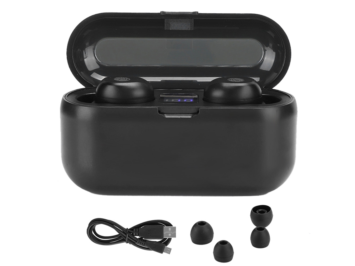 Fone De Ouvido Sem Fio Bluetooth Touch Control Display Digital In Ear Estéreo Abs Preto Para Escritório