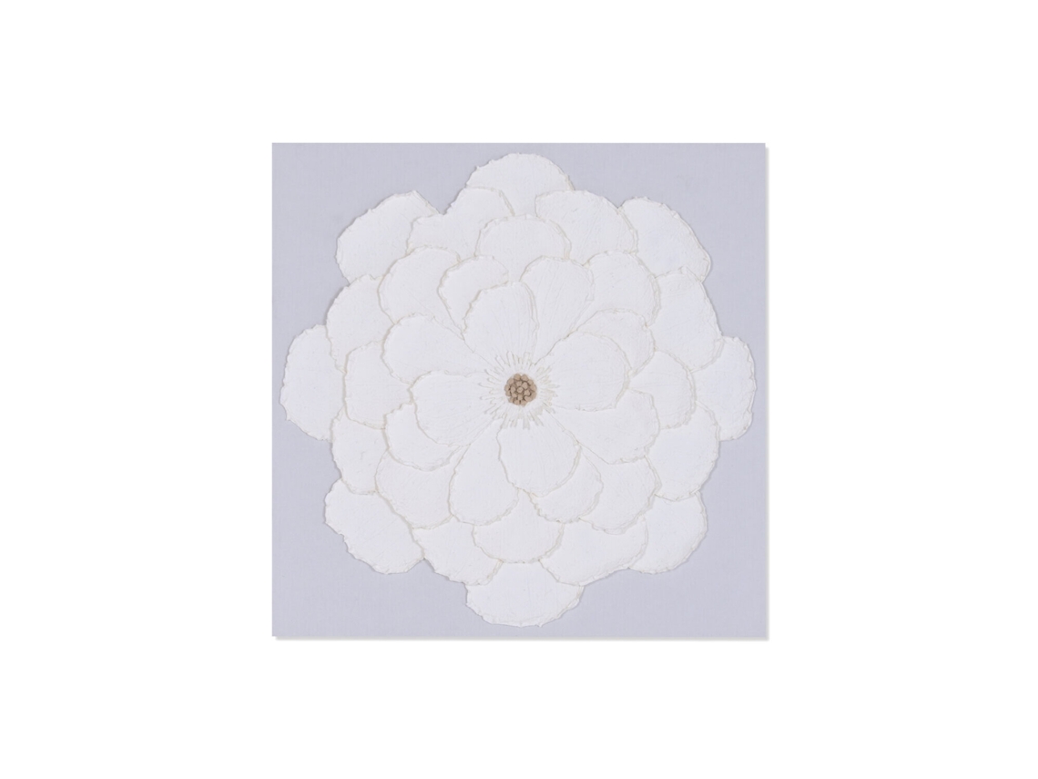 Impressão em Tela de Papel Machê com Flor 3d, Branca, 120x7x120cm ALEXANDRA HOUSE LIVING