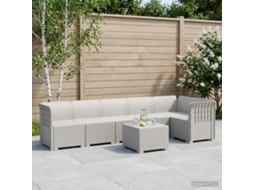 Vidaxl Sofá De Jardim Para 6 Pessoas Com Aparência De Rattan Pp Branco