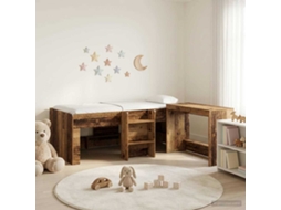 Vidaxl Cama Alta Para Crianças Com Mesa 2 Unid. Madeira Antiga