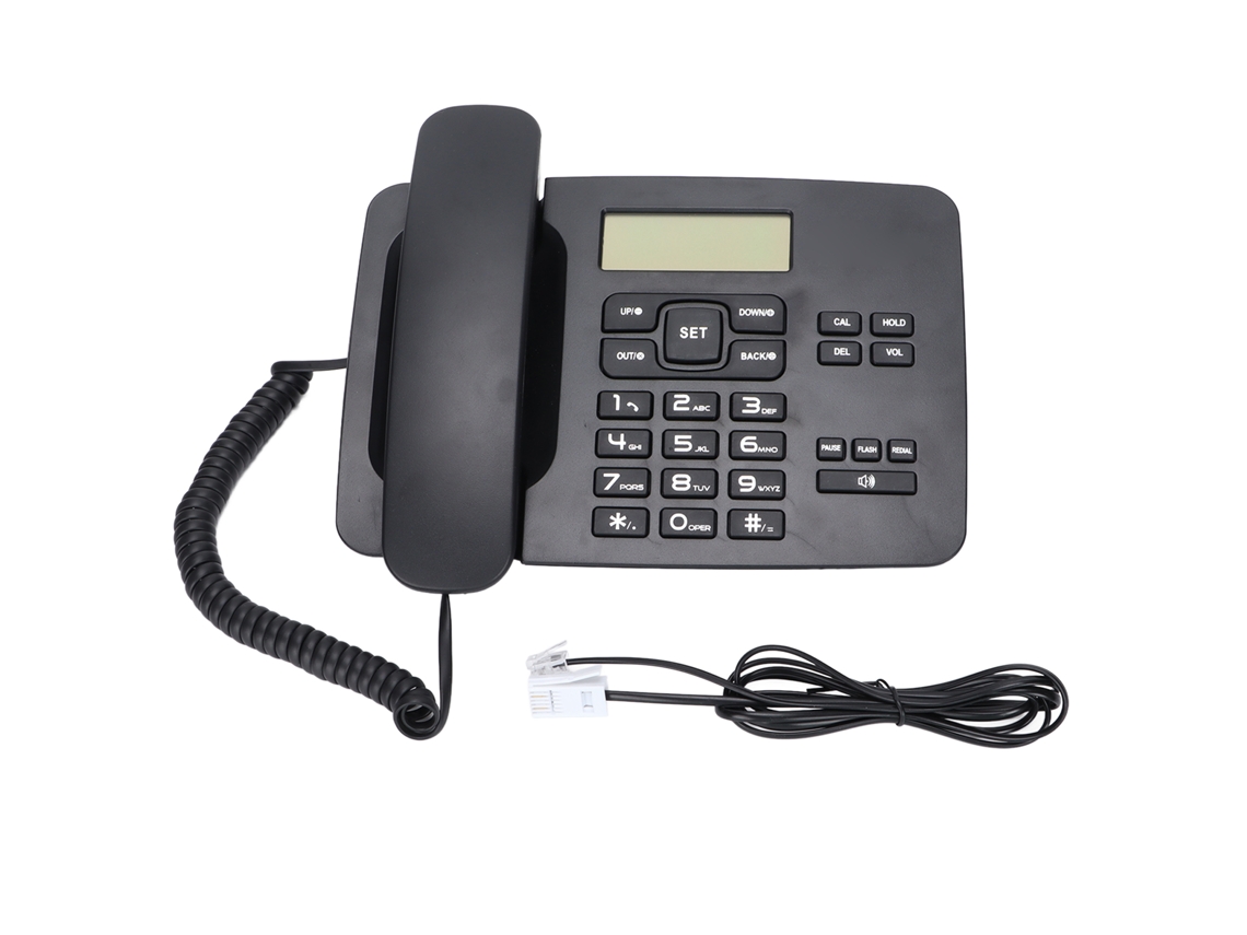 Telefone Fixo Com Fio Com Id De Chamada, Volume Ajustável, Display Lcd Para Casa, Escritório E Hotel Preto