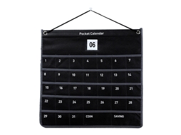 Calendário de parede com bolso de armazenamento tecido não tecido 44x42cm preto para sala escritório | S/MARCA