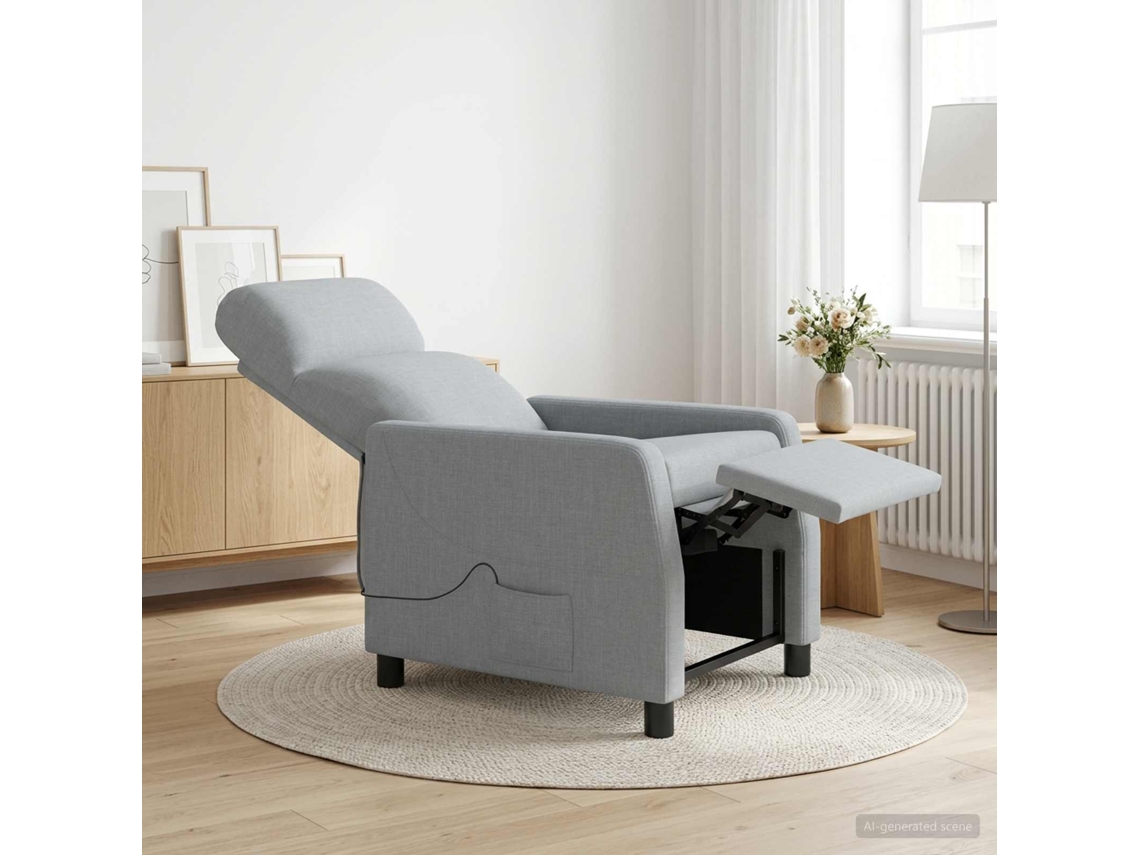 Vidaxl Recliner De Massagem Cinzento-claro Tecido