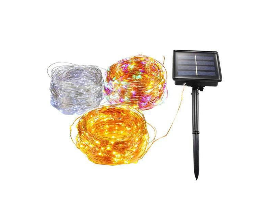 Rebe-luces De Hilo De Cobre Led Solares Com 50 Leds Exteriores Com 8 Modos 16.4 Pés Brilhantes E Duráveis
