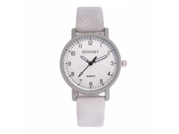 Relógio de Pulso Feminino de Quartzo com Pulseira de Couro Pu Estilo Moderno Branco