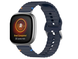 Pulseira De Silicone Com Textura Ondulada E Costurada Para Fitbit Versa 3 / 4 / Sense 2