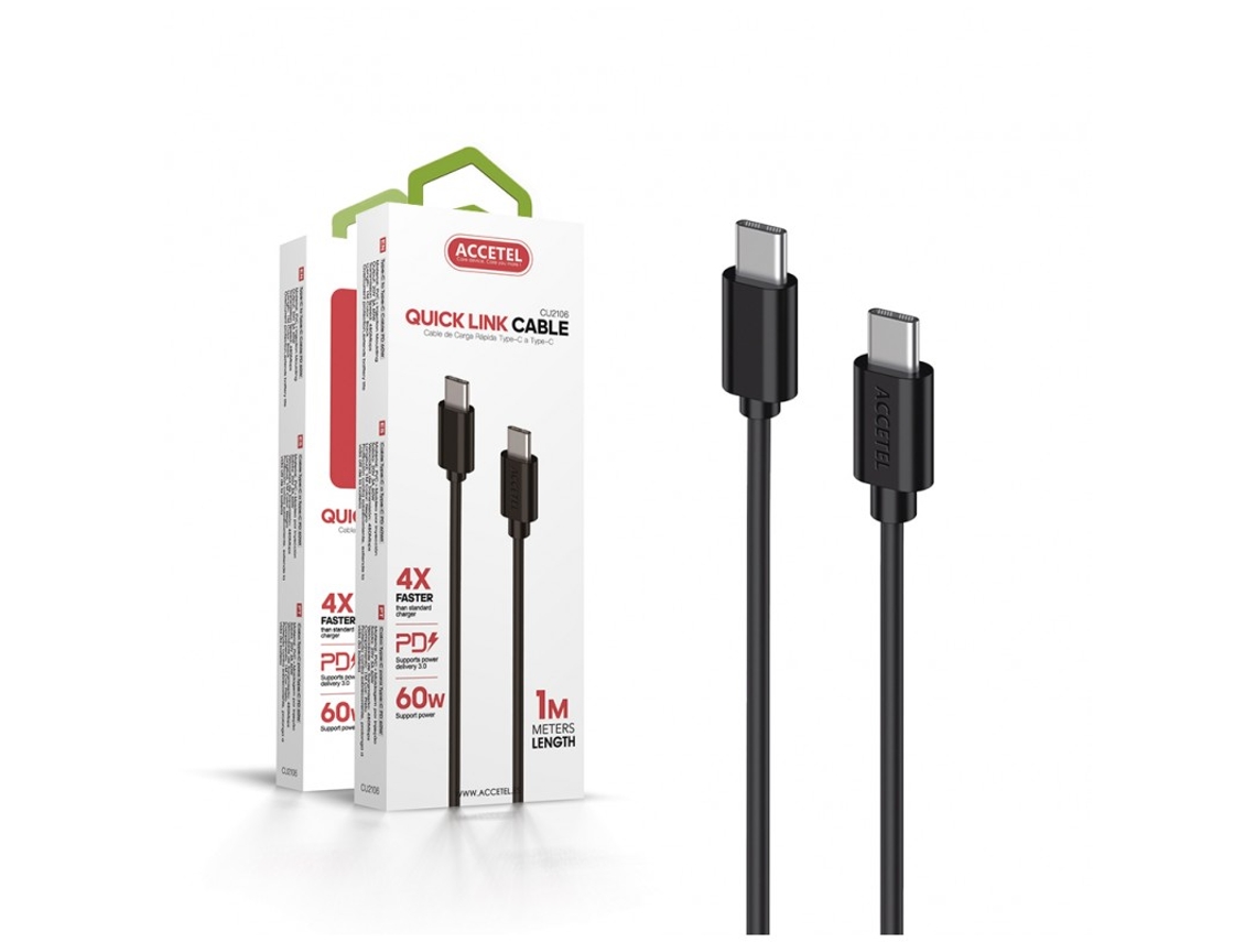 Cabo PD Type-C CU-2106 para Apple iPhone 16 Plus 4 x Velocidade de Carregamento 1M. 3A 60W Power Delivery 3.0 Preto