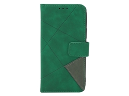 Capa de Telefone EOOCOO de couro Rhombus para iPhone 12 Pro, verde