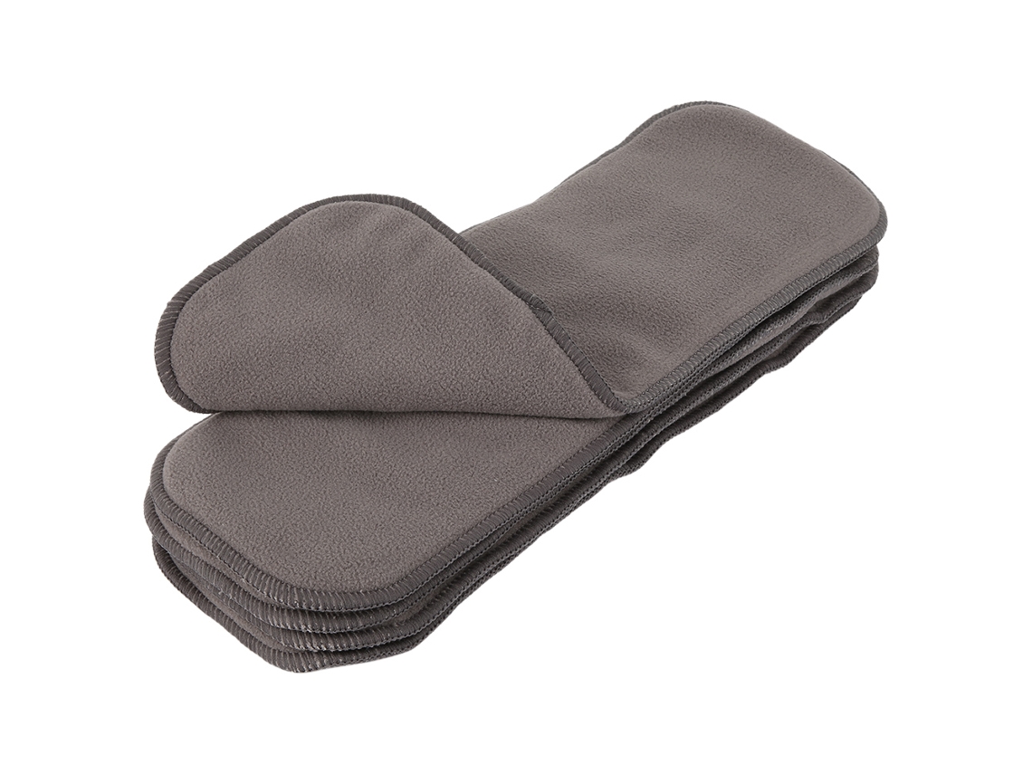 Primerox 5pcs Forros para Fraldas Bebê Reutilizáveis 4 Camadas de Bambu Carvão Cinza