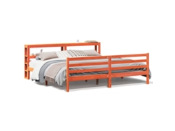 Cama Sem Colchão 200x200 Cm Pinho Maciço Castanho mel MAISON EXCLUSIVE