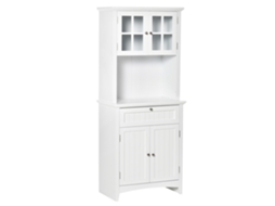 Armário Alto de Despensa com 2 Armários. Prateleiras e Superfície de Suporte Ajustáveis. em Mdf. 68,6x40x164 Cm. Branco Ge