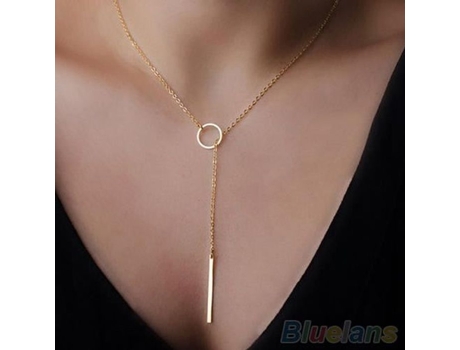 Colar Mulher Liga Banho De Ouro 50cm Forma De Y Sanwood