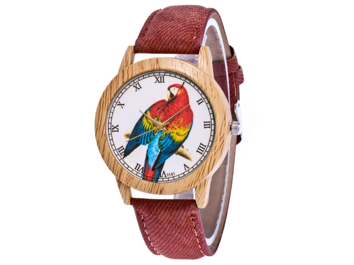 Reloj De Pareja Zhoulianfa Patrón De Loro Alliage Cuarzo Canvas Café