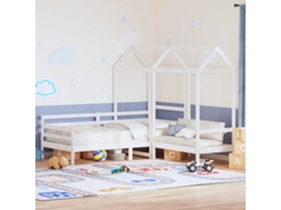 Vidaxl Conj. Sofá-cama E Banco C/ Telhado 80x200cm Pinho Maciço Branco