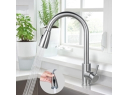 Torneira De Cozinha, Aço Inoxidável 304 Com Ducha Extensível E Bica Dupla