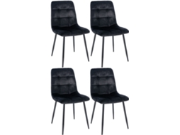 Conjunto De 4 Cadeiras De Jantar Tilde Preto/veludo Clp