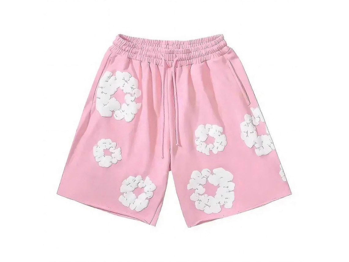 Shorts De Verão Em Poliéster Tecido Tecido Casual Com Cordão Ajustável - China E