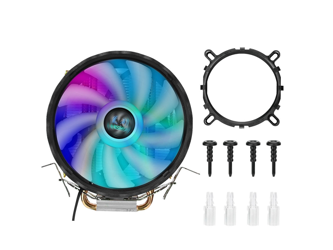 Resfriador De Cpu De 2 Tubes Com Luzes Coloridas E Radiador De Resfriamento Com Um Cooler