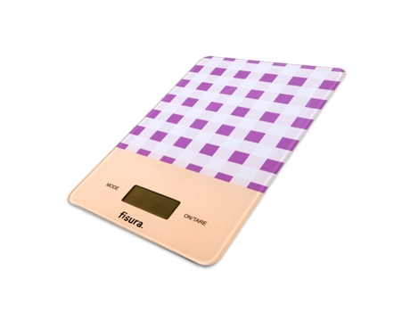 Balança de Cozinha Digital Roxa Vichy Balança Eletrónica Original 5Kg/11Lbs Balança Alimentar Multifunções Vidro e Abs 15 X 22 FISURA
