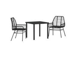 Conjunto de Jantar para Jardim 3 Pcs Preto Vime Pe MAISON EXCLUSIVE