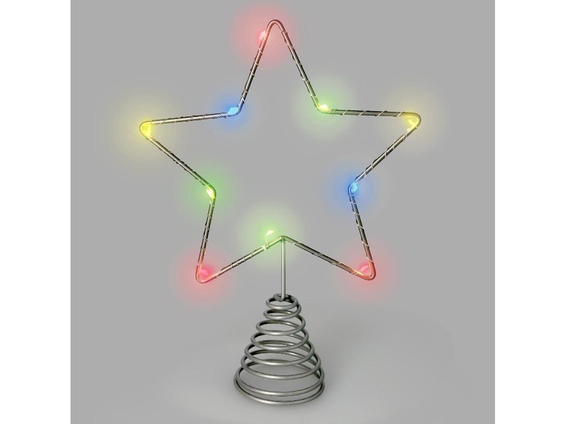 Grinalda Luzes de Natal Estrela para Árvore de Natal luz multicolor. 10 leds. uso interno protección ip20. 2 baterias aa