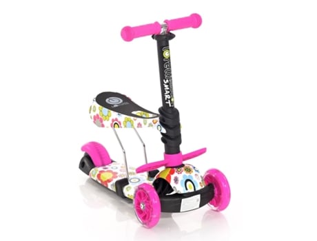 Scooter Infantil com Assento SMART by Lorelli flores rosa