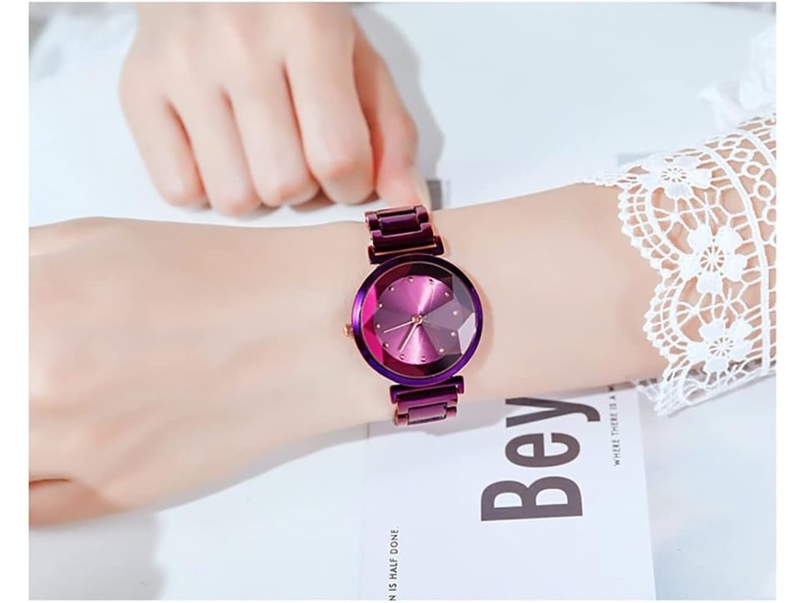 Lurelia Pulseira Para Relógio, Movimento De Quartzo, Analógico, Aço Inoxidável, Roxo