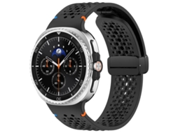 Bracelete Para Samsung Galaxy Watch 8 / 8 Classic - Silicone Respirável Com Padrão Colmeia E Fivela Magnética Preta - Preta