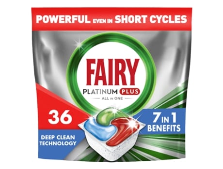 Detergente Máquina Loiça Pastilhas Platinum Plus FAIRY 36 doses